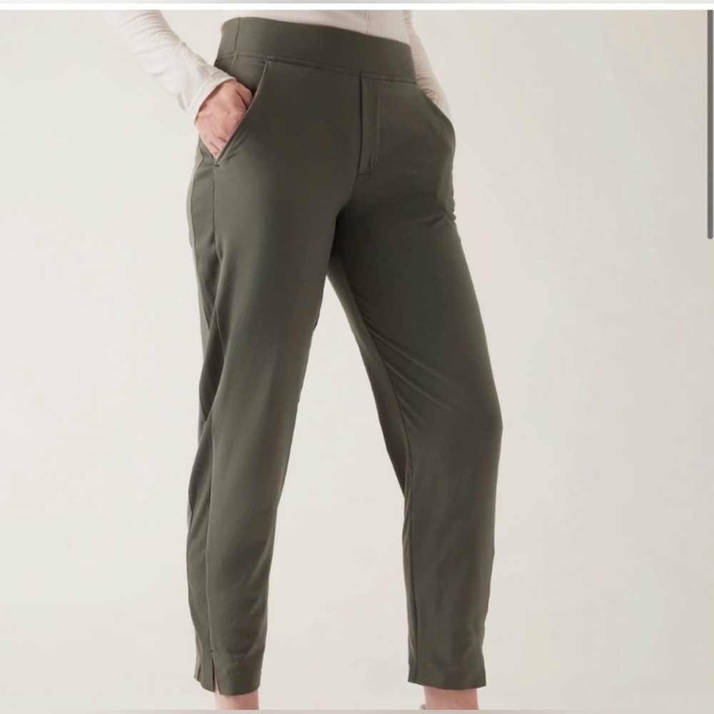 Athleta Brooklyn Ankle Pants, olive green - size 2